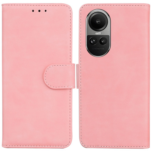 OPPO Reno10 5G Global/Reno10 Pro Global Skin Feel Pure Color Flip Leather Phone Case - Pink