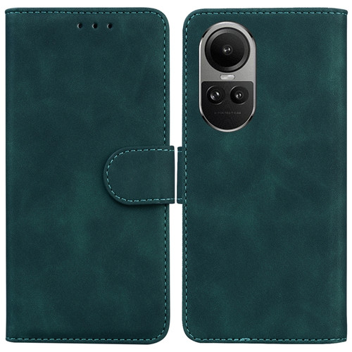 OPPO Reno10 5G Global/Reno10 Pro Global Skin Feel Pure Color Flip Leather Phone Case - Green