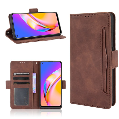 OPPO A94 5G / Reno5Z 5G / F19 Pro+ 5G Skin Feel Calf Pattern Horizontal Flip Leather Case with Holder & Card Slots & Photo Frame - Brown