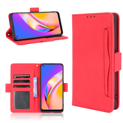 OPPO A94 5G / Reno5Z 5G / F19 Pro+ 5G Skin Feel Calf Pattern Horizontal Flip Leather Case with Holder & Card Slots & Photo Frame - Red