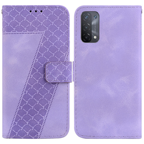 OPPO A74 5G/A93 5G/A54 5G 7-shaped Embossed Leather Phone Case - Purple