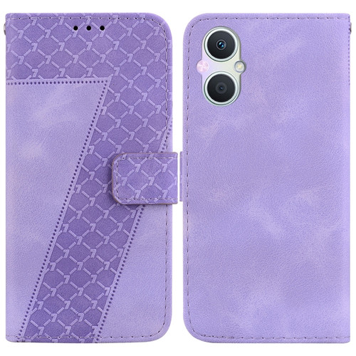 OPPO A96 5G/Reno7 Z 5G 7-shaped Embossed Leather Phone Case - Purple
