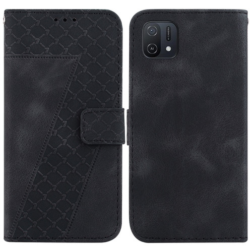 OPPO A16K 7-shaped Embossed Leather Phone Case - Black