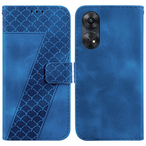 OPPO Reno8 T 4G 7-shaped Embossed Leather Phone Case - Blue