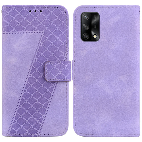 OPPO A74 4G/F19 4G 7-shaped Embossed Leather Phone Case - Purple