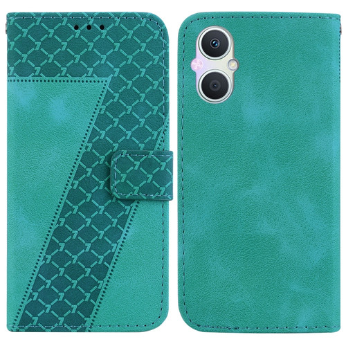 OPPO A96 5G/Reno7 Z 5G 7-shaped Embossed Leather Phone Case - Green