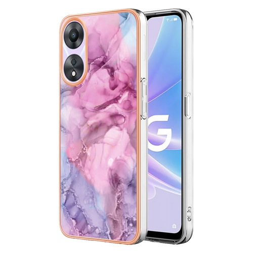 OPPO A78/A58 Electroplating Marble Dual-side IMD Phone Case - Pink 013