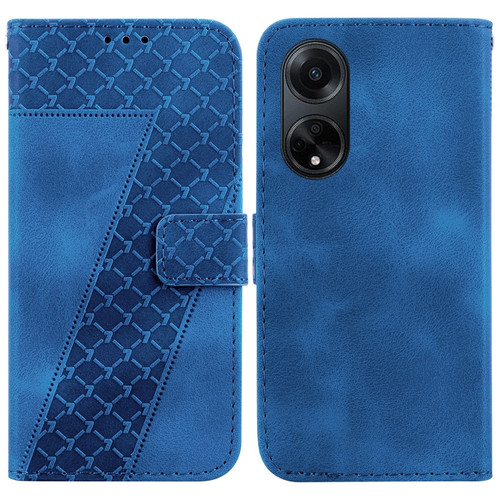 OPPO A98 5G/F23 5G India Version 7-shaped Embossed Leather Phone Case - Blue