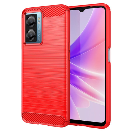 OPPO A57S Carbon Fiber Brushed Texture TPU Case - Red