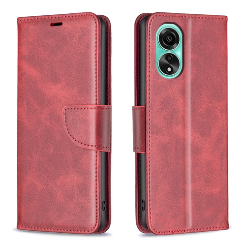 OPPO A78 4G Lambskin Texture Leather Phone Case - Red