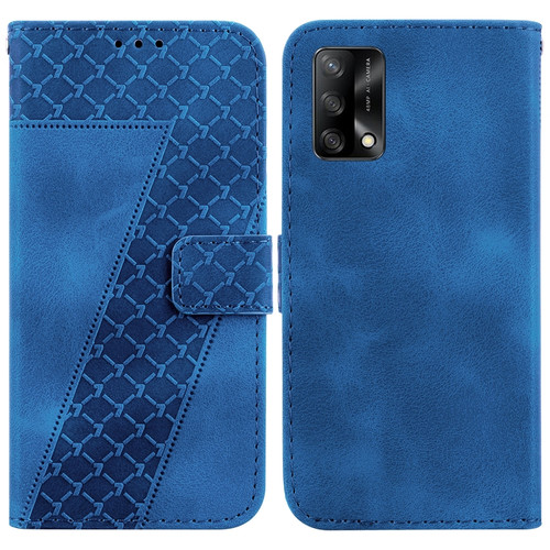 OPPO A74 4G/F19 4G 7-shaped Embossed Leather Phone Case - Blue