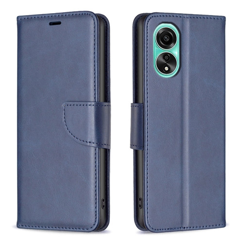 OPPO A78 4G Lambskin Texture Leather Phone Case - Blue