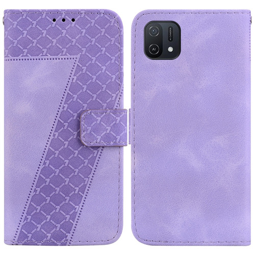 OPPO A16K 7-shaped Embossed Leather Phone Case - Purple