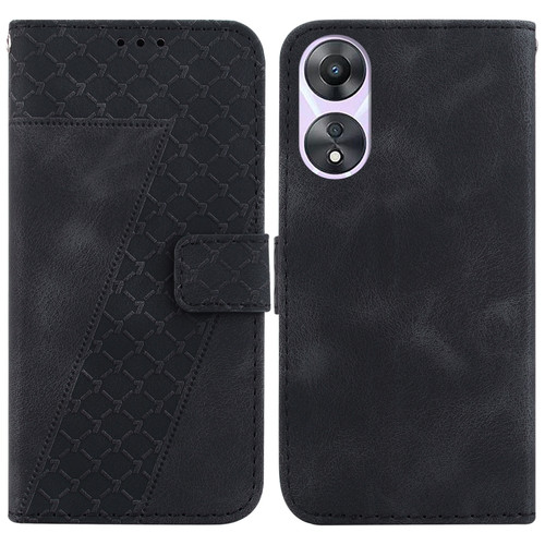 OPPO A58 5G/A78 5G 7-shaped Embossed Leather Phone Case - Black