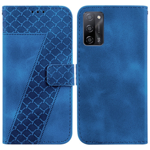 OPPO A55 5G/A53s 5G/A54 4G/A16 7-shaped Embossed Leather Phone Case - Blue