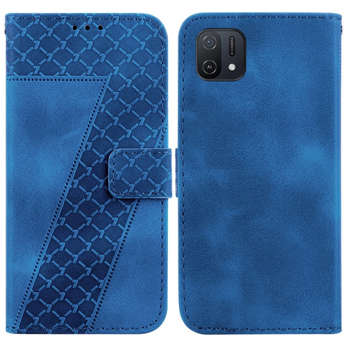 OPPO A16K 7-shaped Embossed Leather Phone Case - Blue