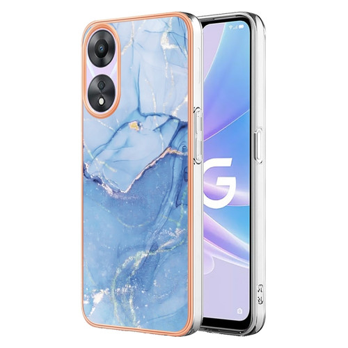 OPPO A78/A58 Electroplating Marble Dual-side IMD Phone Case - Blue 018