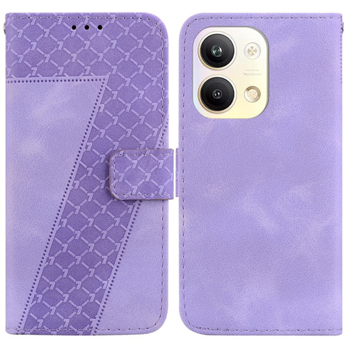 OPPO Reno9 Pro 7-shaped Embossed Leather Phone Case - Purple