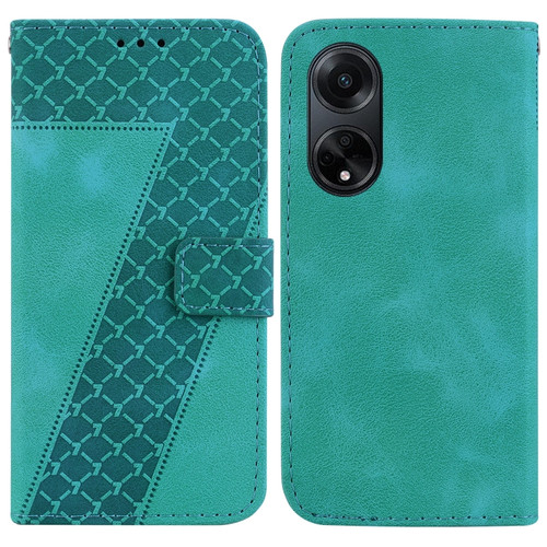 OPPO A98 5G/F23 5G India Version 7-shaped Embossed Leather Phone Case - Green