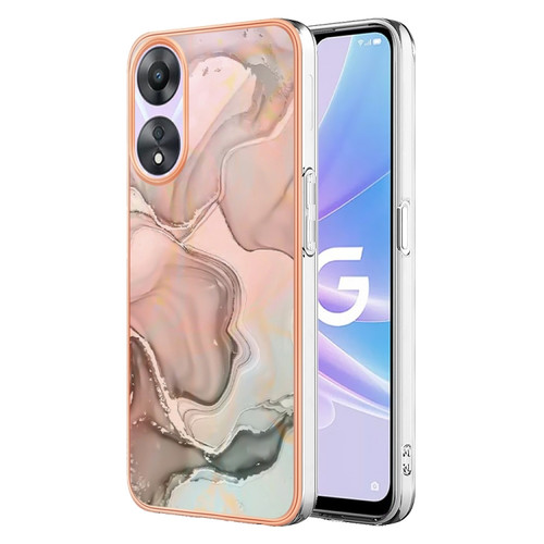 OPPO A78/A58 Electroplating Marble Dual-side IMD Phone Case - Rose Gold 015