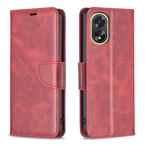 OPPO A38 4G Lambskin Texture Leather Phone Case - Red