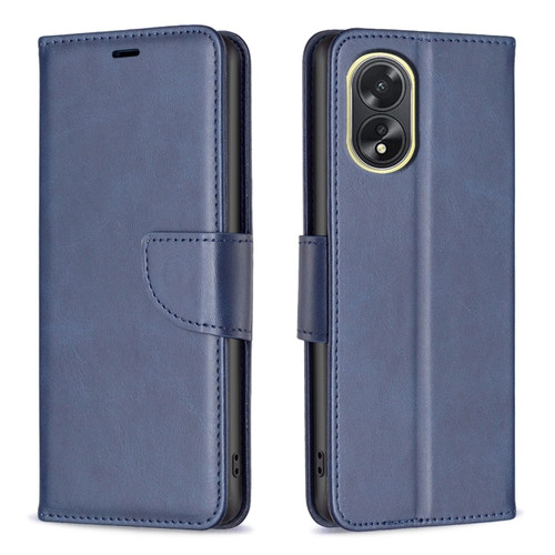 OPPO A38 4G Lambskin Texture Leather Phone Case - Blue