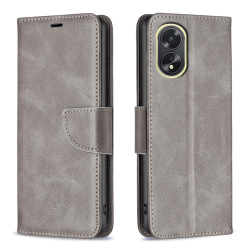 OPPO A38 4G Lambskin Texture Leather Phone Case - Grey