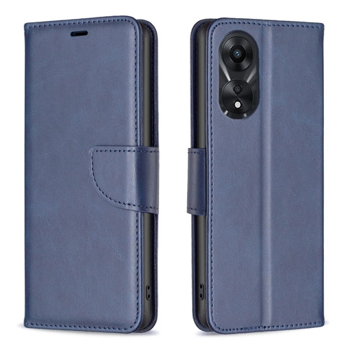 OPPO A78 5G Lambskin Texture Leather Phone Case - Blue