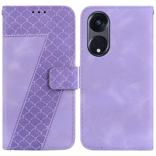 OPPO Reno8 T 5G/A1 Pro 5G 7-shaped Embossed Leather Phone Case - Purple