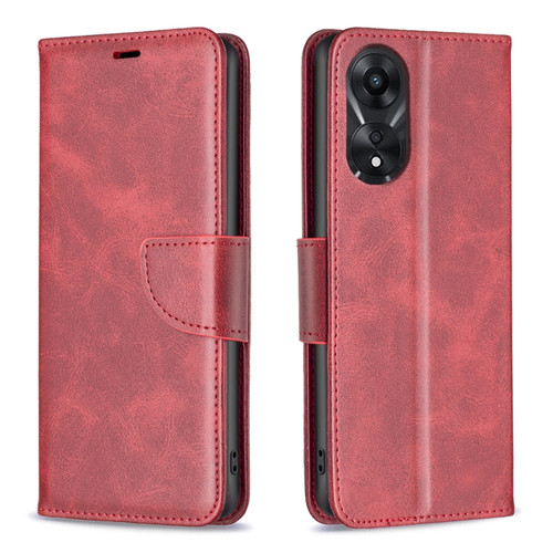 OPPO A78 5G Lambskin Texture Leather Phone Case - Red