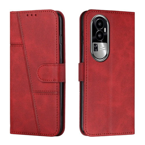 OPPO Reno10 Pro+ Stitching Calf Texture Buckle Leather Phone Case - Red