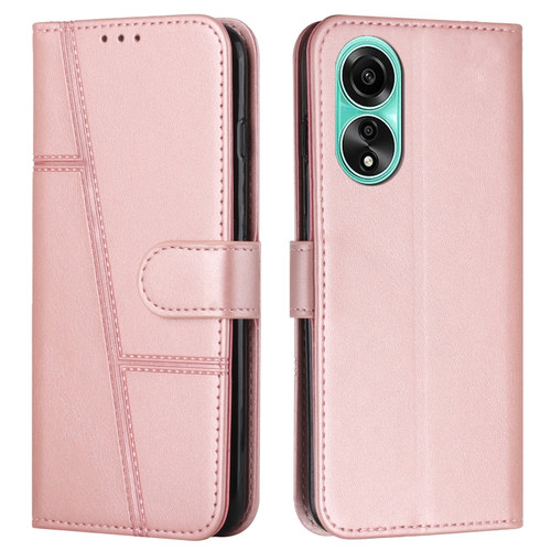 OPPO A58 4G Stitching Calf Texture Buckle Leather Phone Case - Rose Gold