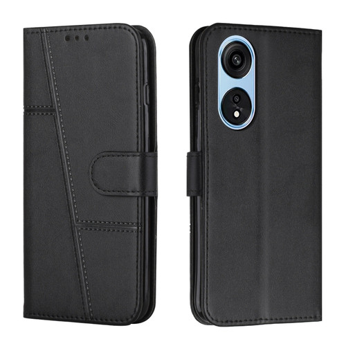 OPPO A1 5G/A98/F23 5G Stitching Calf Texture Buckle Leather Phone Case - Black