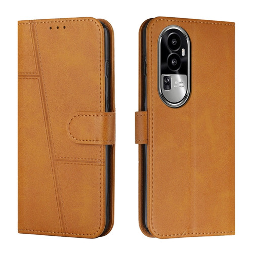 OPPO Reno10 Pro+ Stitching Calf Texture Buckle Leather Phone Case - Yellow