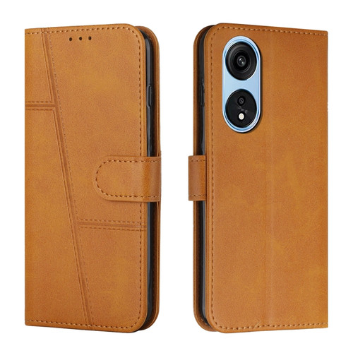 OPPO A1 5G/A98/F23 5G Stitching Calf Texture Buckle Leather Phone Case - Yellow