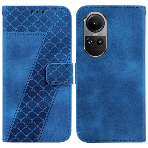 OPPO Reno10 5G Global/Reno10 Pro Global 7-shaped Embossed Leather Phone Case - Blue
