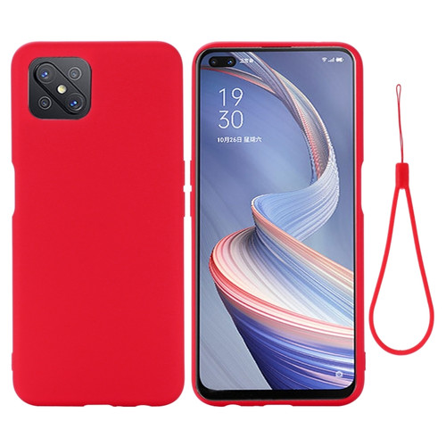 OPPO A92s / Reno4 Z 5G Pure Color Liquid Silicone Shockproof Full Coverage Case - Red