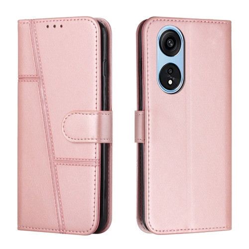 OPPO A1 5G/A98/F23 5G Stitching Calf Texture Buckle Leather Phone Case - Rose Gold