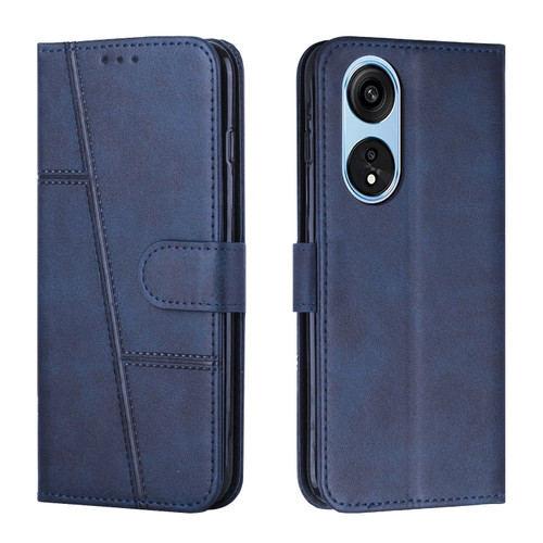 OPPO A1 5G/A98/F23 5G Stitching Calf Texture Buckle Leather Phone Case - Blue