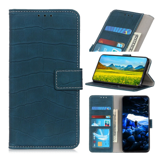 OPPO A93 5G / A54 5G / A74 5G Crocodile Texture Horizontal Flip Leather Case with Holder & Card Slots & Wallet - Dark Green