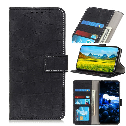 OPPO A93 5G / A54 5G / A74 5G Crocodile Texture Horizontal Flip Leather Case with Holder & Card Slots & Wallet - Black
