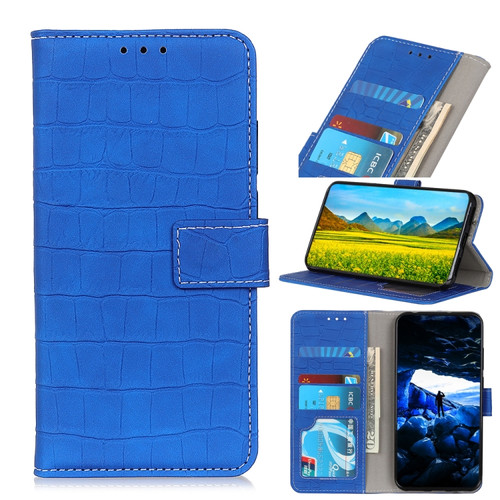 OPPO A93 5G / A54 5G / A74 5G Crocodile Texture Horizontal Flip Leather Case with Holder & Card Slots & Wallet - Blue