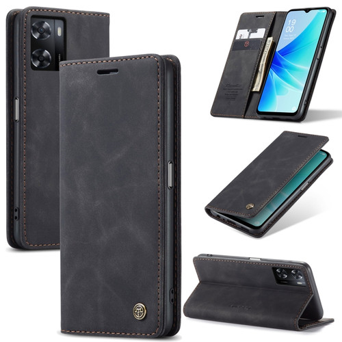 CaseMe 013 Multifunctional Horizontal Flip Leather Phone Case OPPO A57 4G Global/A57S 4G Global/A77 4G Global/A57e 4G/A77s  - Black