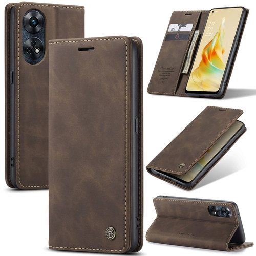 OPPO Reno8 T 4G CaseMe 013 Multifunctional Horizontal Flip Leather Phone Case - Coffee