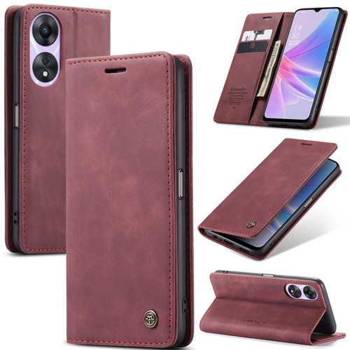 OPPO A78 CaseMe 013 Multifunctional Horizontal Flip Leather Phone Case - Wine Red