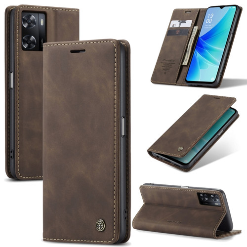 CaseMe 013 Multifunctional Horizontal Flip Leather Phone Case OPPO A57 4G Global/A57S 4G Global/A77 4G Global/A57e 4G/A77s  - Coffee