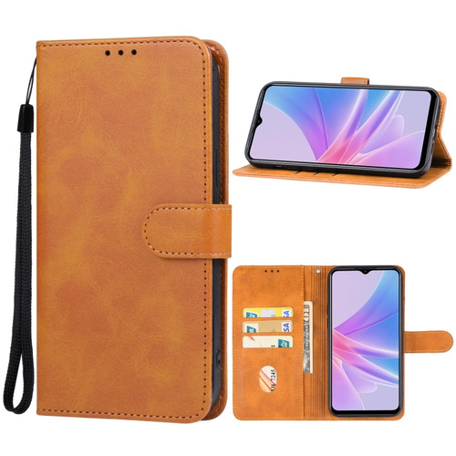 OPPO A78 5G Leather Phone Case - Brown