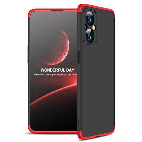 OPPO Reno7 Z 5G / A96 5G / Reno7 Lite / F21 Pro 5G / OnePlus Nord N20 5G GKK Three Stage Splicing Full Coverage PC Phone Case - Black Red