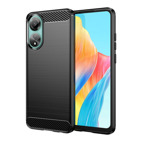 OPPO A78 4G Brushed Texture Carbon Fiber TPU Phone Case - Black