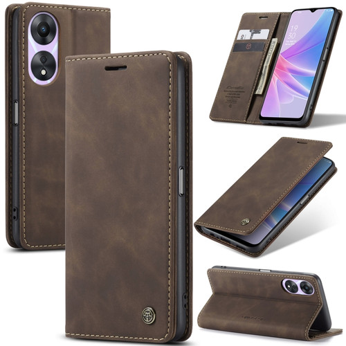 OPPO A78 CaseMe 013 Multifunctional Horizontal Flip Leather Phone Case - Coffee